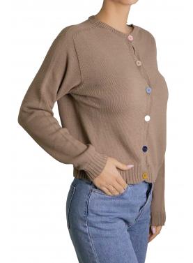 Cardigan con bottoni colorati in cotone 